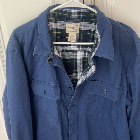 VINTAGE LL Bean Jacket Mens XL Tall Blue Canvas Chore Field Coat Plaid Lined - Picture 10 of 13